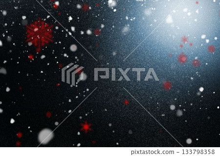 Floating white particles across dark abstract flat design with red star highlights, light gradient Floating white particles across dark abstract flat design with red star highlights, light gradient 133798358
