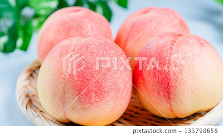 White peach placed on the table White peach placed on the table 133798658