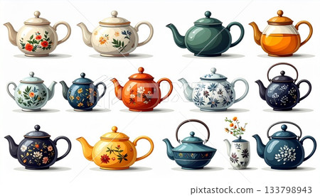 茶壺和茶具插圖圖示集 133798943