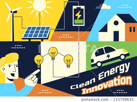 Clean Energy Innovation Vector Illustration Showcasing Modern Sustainable Design Powered By Renewable Sources And Hydroelectricity Technology 133799635