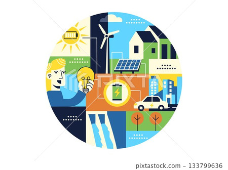 Clean Energy Innovation Vector Illustration Showcasing Modern Sustainable Design Powered By Renewable Sources And Hydroelectricity Technology Clean Energy Innovation Vector Illustration Showcasing Modern Sustainable Design Powered By Renewable Sources And Hydroelectricity Technology 133799636