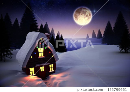Christmas house under full moon Christmas house under full moon 133799661