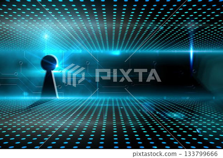 Keyhole on technological glowing background 133799666