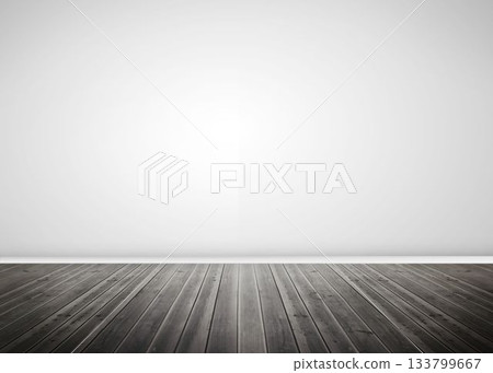 Empty room is being shown in flat design with light gray wall meeting polished wooden floor 133799667