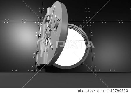 Digitally generated half opened safe Digitally generated half opened safe 133799730