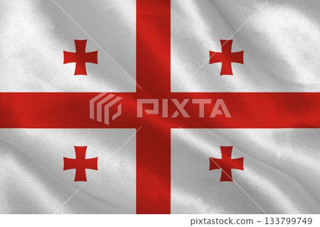 Georgian flag with red cross symbols Georgian flag with red cross symbols 133799749