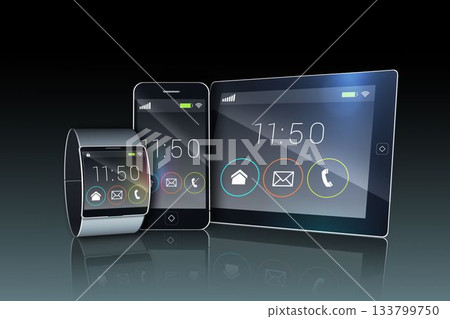 Smartphone tablet pc and futuristic wristwatch Smartphone tablet pc and futuristic wristwatch 133799750