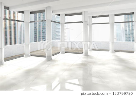 Modern room overlooking city 133799780