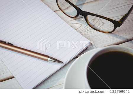 High angle view of objects on table 133799941