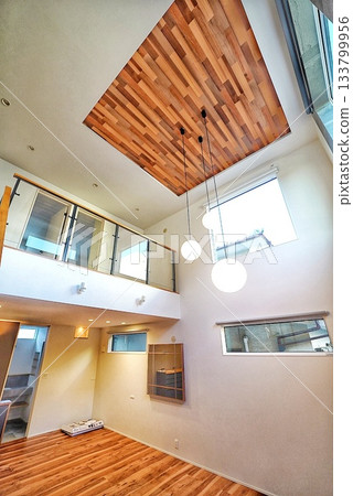 Stylish living room with an atrium 133799956