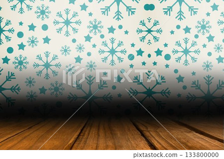 Snowflake wallpaper over floor boards 133800000
