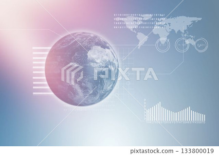 Digital generated image of planet Earth with graph Digital generated image of planet Earth with graph 133800019
