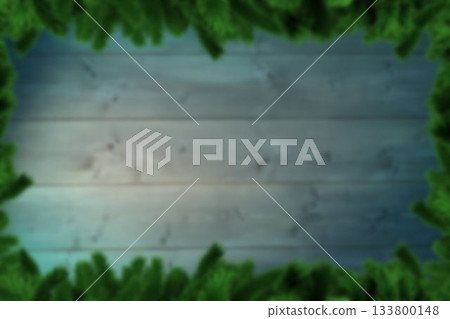 Blurred fir tree branches on wood 133800148