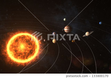 Composite image of planets revolving around sun Composite image of planets revolving around sun 133800170