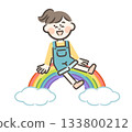 Girl sitting on a rainbow 133800212