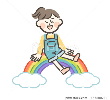 Girl sitting on a rainbow 133800212