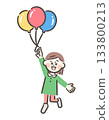 Girl flying in the sky with balloons 133800213