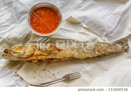 Grilled snakehead fish with salt Grilled snakehead fish with salt 133800536