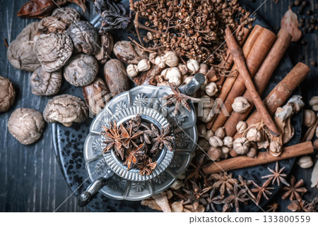 Star anise and dried spices Star anise and dried spices 133800559