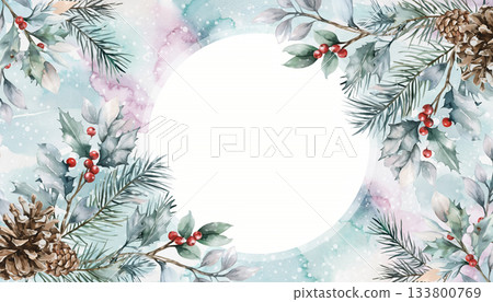 水彩聖誕框架材料 133800769