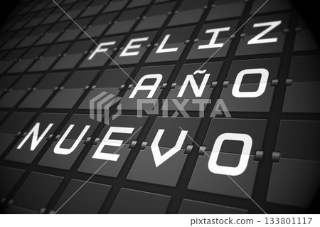 New year message on black roller board in spanish New year message on black roller board in spanish 133801117
