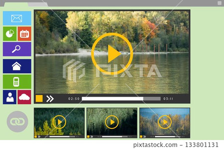 Vector image of various video and computer icons 133801131