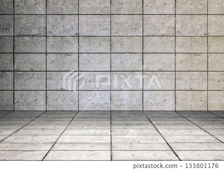 Concrete tiled floor meeting wall junction is being shown in flat illustration, minimalist style Concrete tiled floor meeting wall junction is being shown in flat illustration, minimalist style 133801176