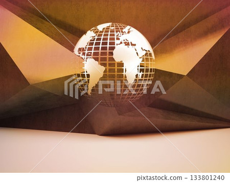 Planet on brown abstract background 133801240