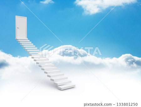 Steps leading to closed door in the sky Steps leading to closed door in the sky 133801250