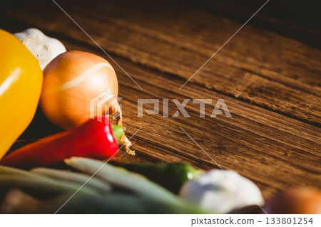 Heap of vegetables on table Heap of vegetables on table 133801254
