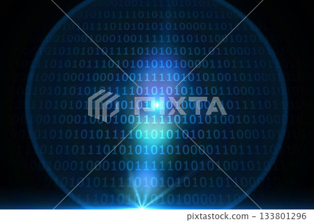 Glowing binary code on black background 133801296