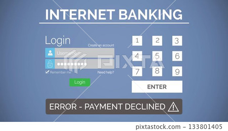 Internet banking text on blue display 133801405