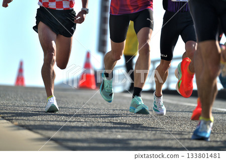 馬拉松 馬拉松選手跑下斜坡 馬拉松 馬拉松選手跑下斜坡 133801481