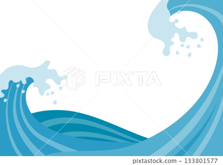 浮世繪風格波浪飛濺背景框 浮世繪風格波浪飛濺背景框 133801577