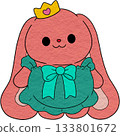 a cartoon rabbit wearing a dress and a crown 133801672