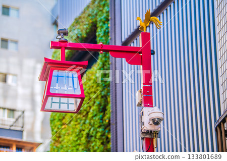 日本東京城市景觀：淺草擠滿了外國遊客。雷門一宮商店街（靠近淺草寺）的監視器。 133801689