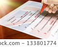 English test with red correction words 133801774