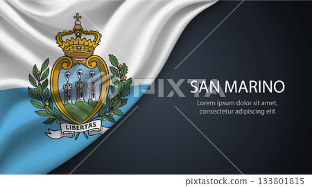 San Marino national flag with smooth fabric texture background 133801815