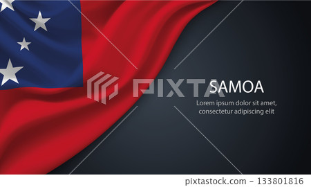 Samoa national flag with smooth fabric texture background 133801816