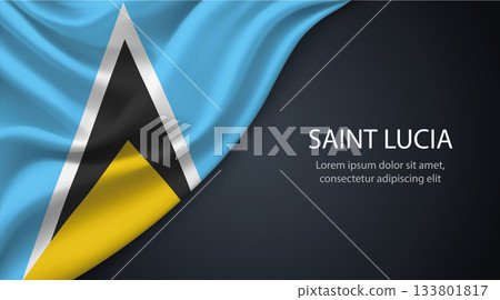 Saint Lucia national flag with smooth fabric texture background Saint Lucia national flag with smooth fabric texture background 133801817