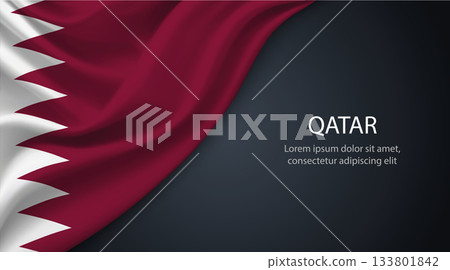 Qatar national flag with smooth fabric texture background 133801842