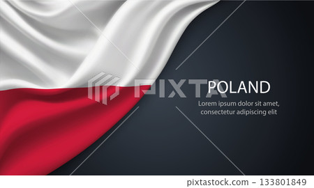 Poland national flag with smooth fabric texture background 133801849