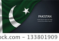 Pakistan national flag with smooth fabric texture background 133801909