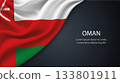 Oman national flag with smooth fabric texture background 133801911