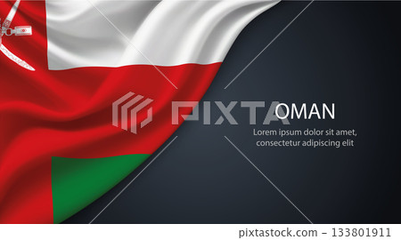Oman national flag with smooth fabric texture background 133801911