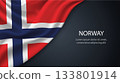 Norway national flag with smooth fabric texture background 133801914