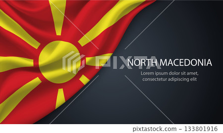 North Macedonia national flag with smooth fabric texture background North Macedonia national flag with smooth fabric texture background 133801916
