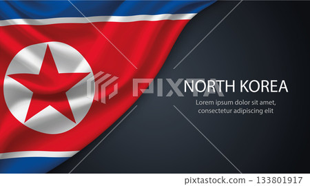 North Korea national flag with smooth fabric texture background 133801917