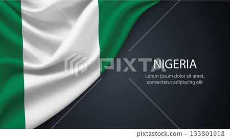 Nigeria national flag with smooth fabric texture background 133801918