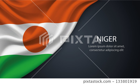 Niger national flag with smooth fabric texture background Niger national flag with smooth fabric texture background 133801919